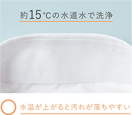 約15℃の水道水で洗浄 水温が上がると汚れが落ちやすい