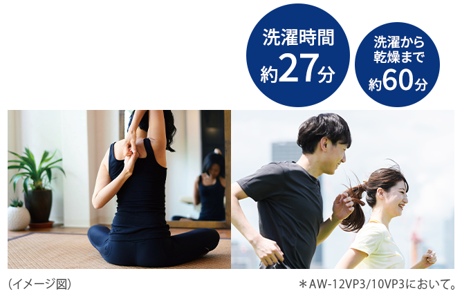 洗濯時間約27分 洗濯から乾燥まで約60分