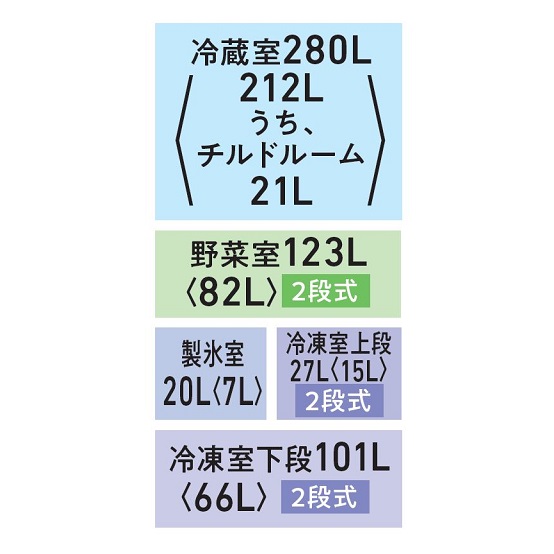 GR-A550FZ(UC)の各室容量