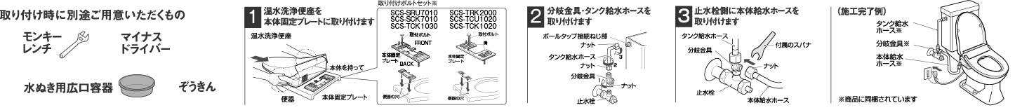 東芝　温水洗浄便座　SCS-TCK1030　取付